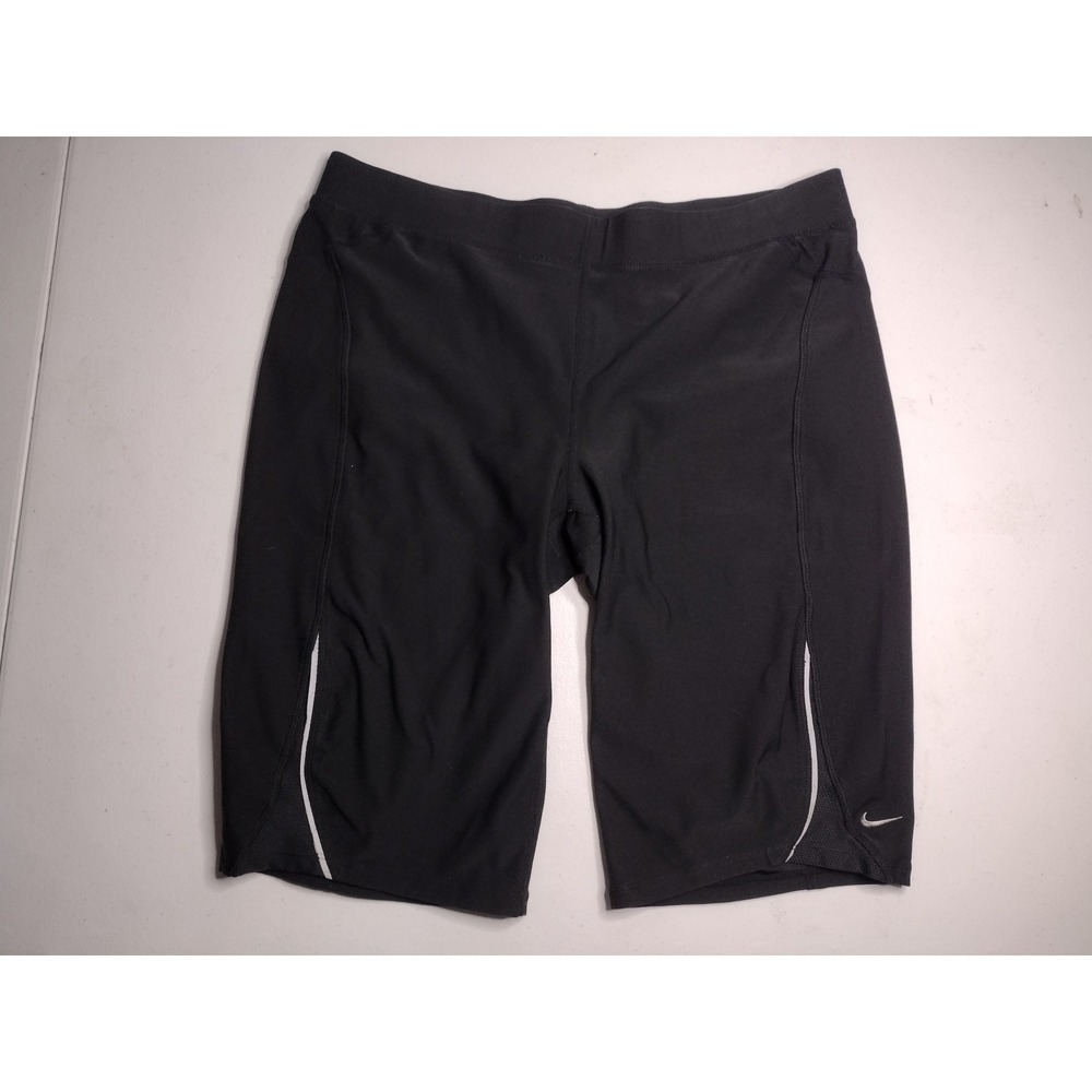 Nike FitDry Womens Black Athletic Shorts Knee Length Size L